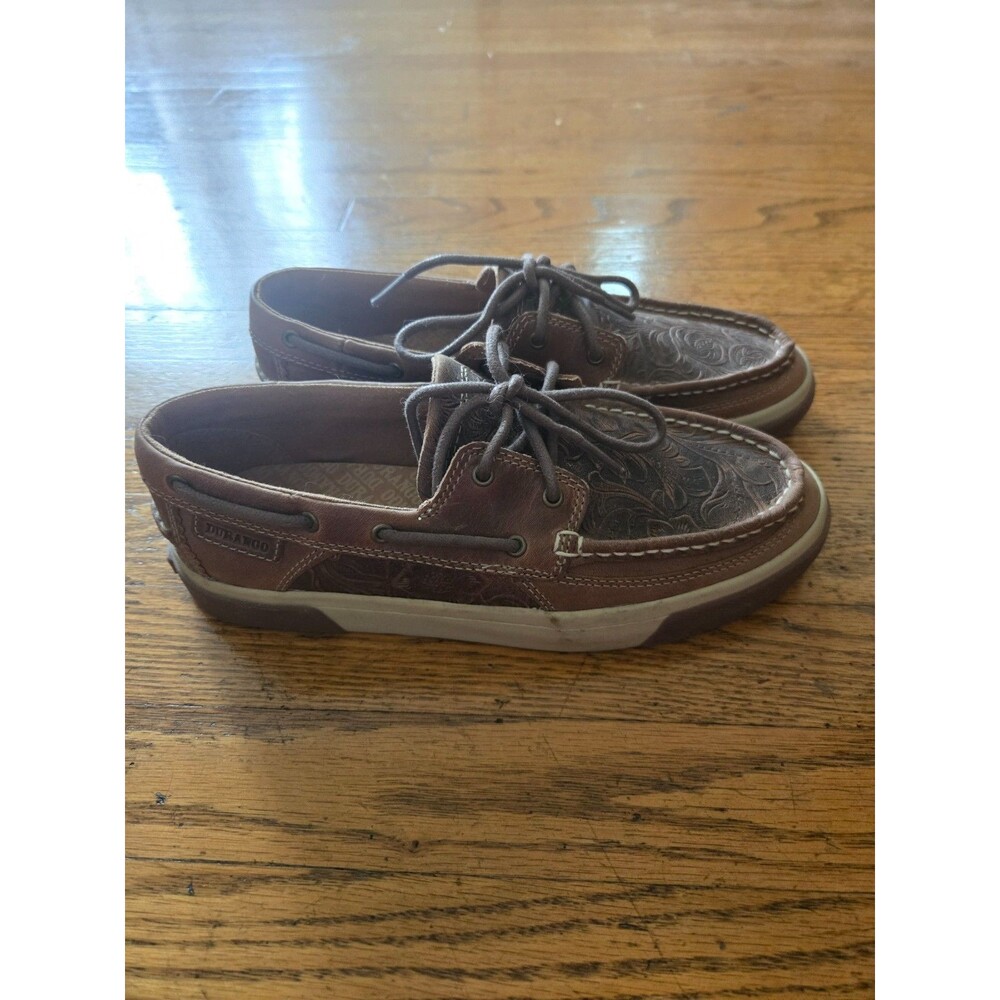 Durango Womens Music City Leather Embossed Boat Loafers Brown Size 7.5M